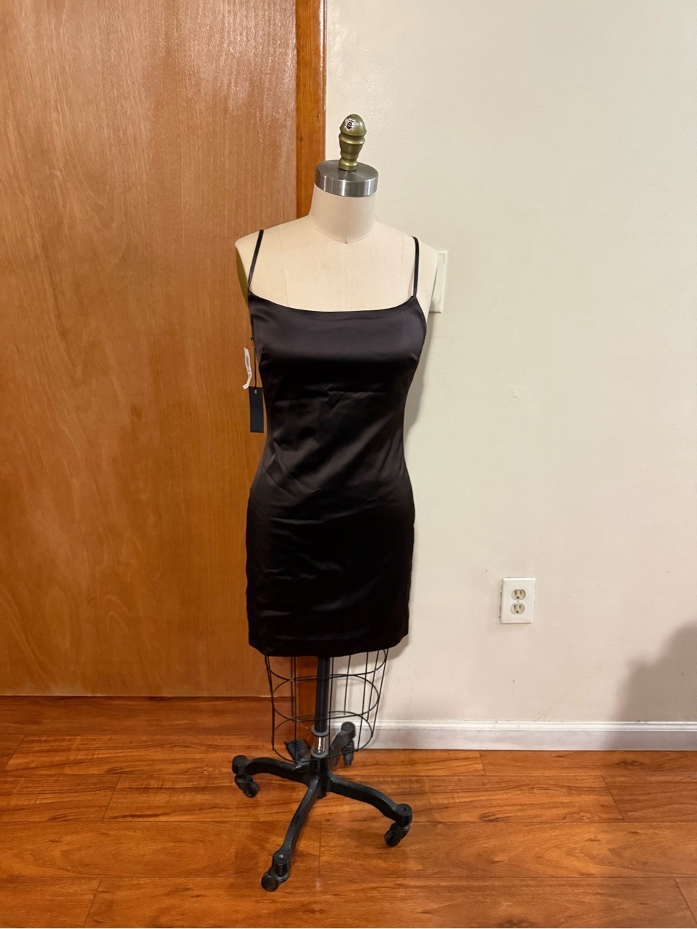 Brown  Satin Slip Dress with Spaghetti Straps